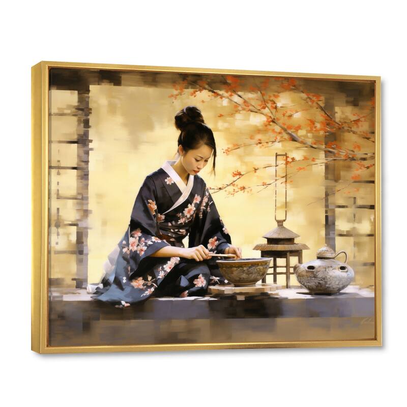 Designart "Asian Art Tea Ceremony II" Asian Framed Canvas Art Print